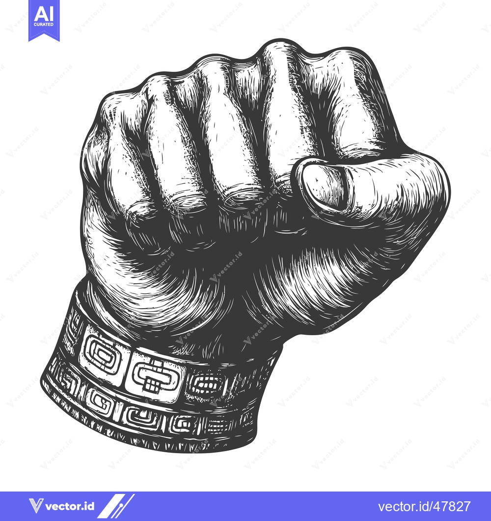 Premium Vector dari Hand with a clenched fist and an Aztec-inspired tattoo on the wrist