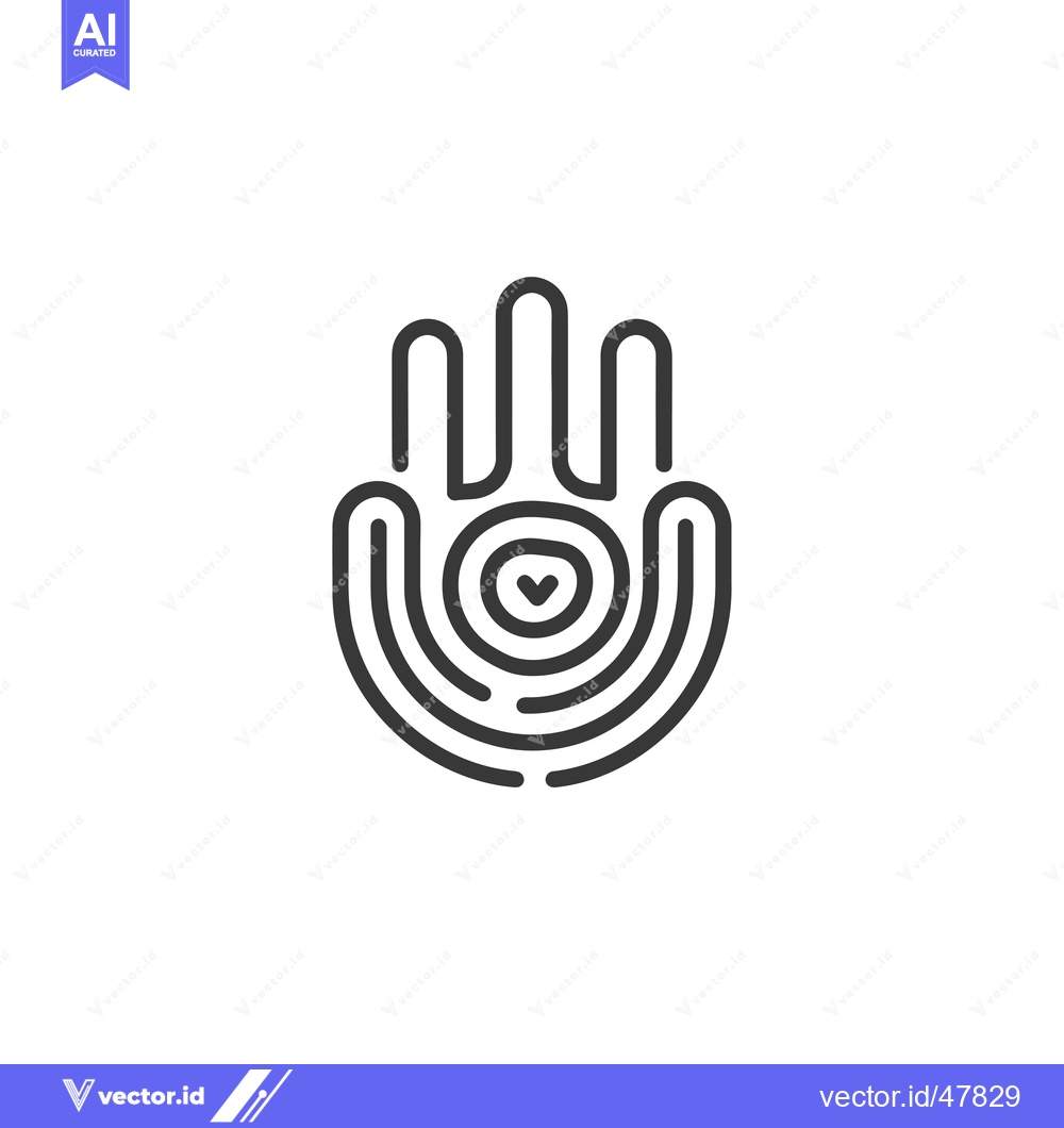 Premium Vector dari Hand with a heart in the center, surrounded by concentric circles