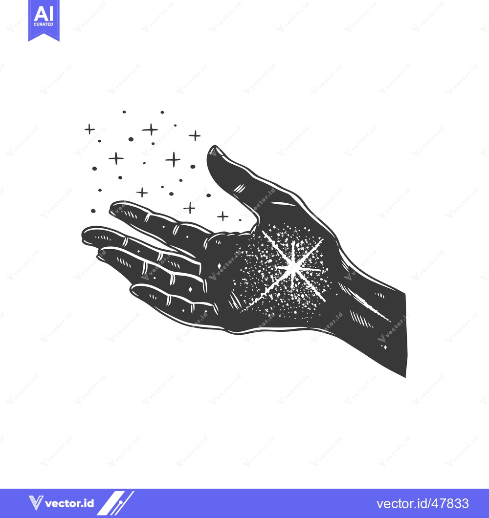 Premium Vector of Hand With a Starburst of Light Radiating From Its Palm