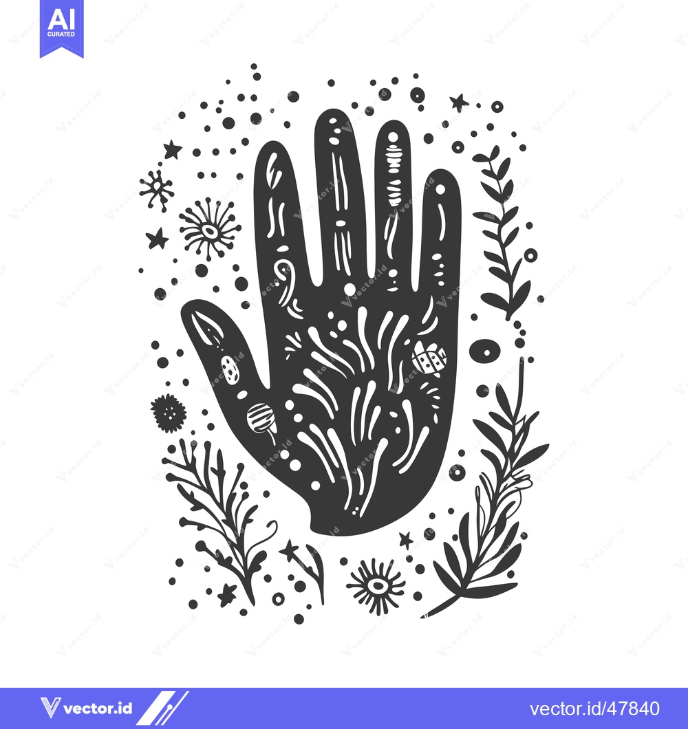 Premium Vector dari Hand with Detailed Floral and Geometric Patterns
