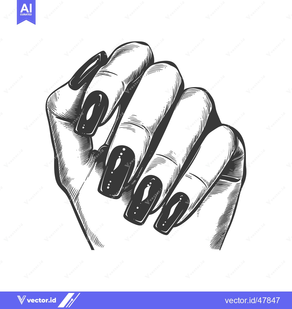 Premium Vector dari Hand with Long Black Nails in a Clenched Fist