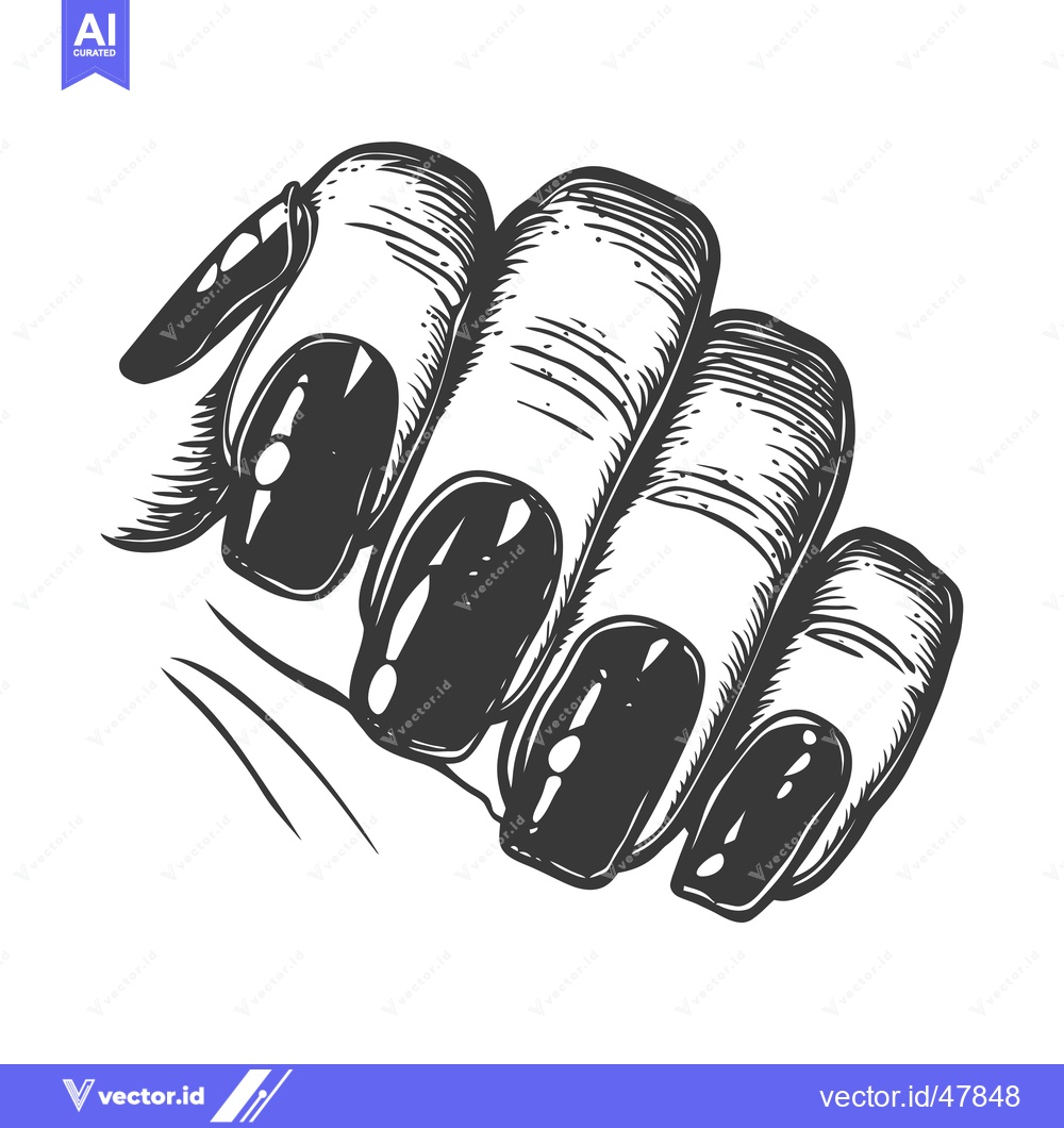Premium Vector dari Hand with Long, Elegant, Black-Polished Fingernails