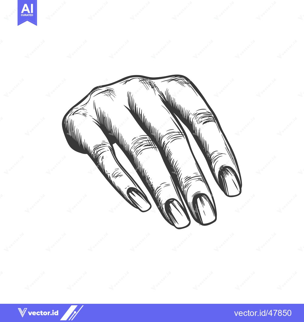 Premium Vector of Hand with Long, Pointed Nails in a Hand-Drawn Style