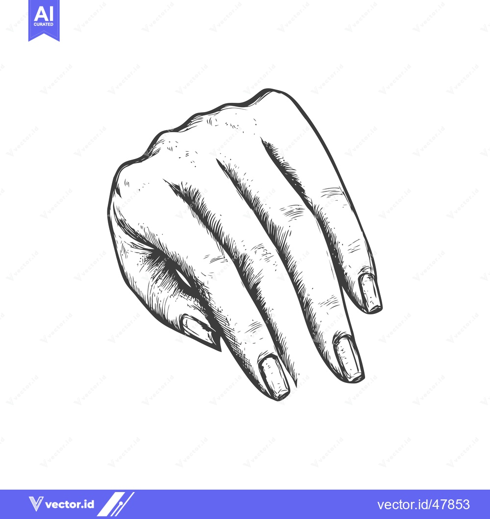 Premium Vector of Hand with manicured fingernails in a sketch style