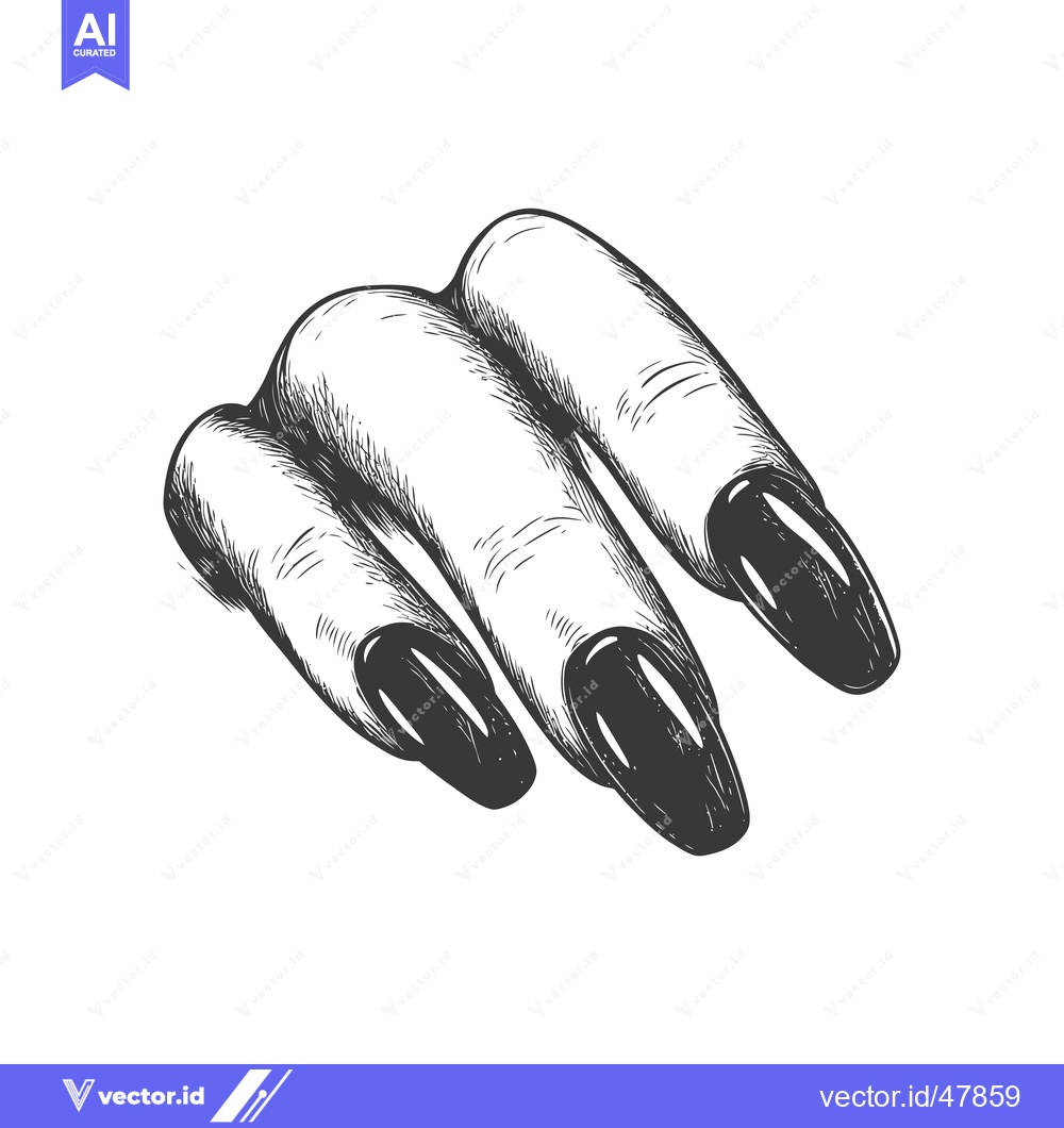 Premium Vector of Hand with Three Long Fingernails and Black Nail Polish
