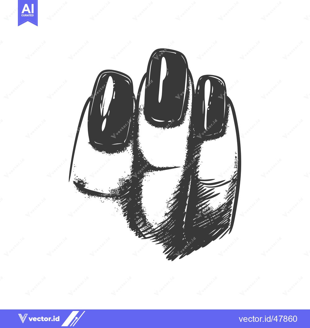 Premium Vector dari Hand with Three Polished Black Fingernails