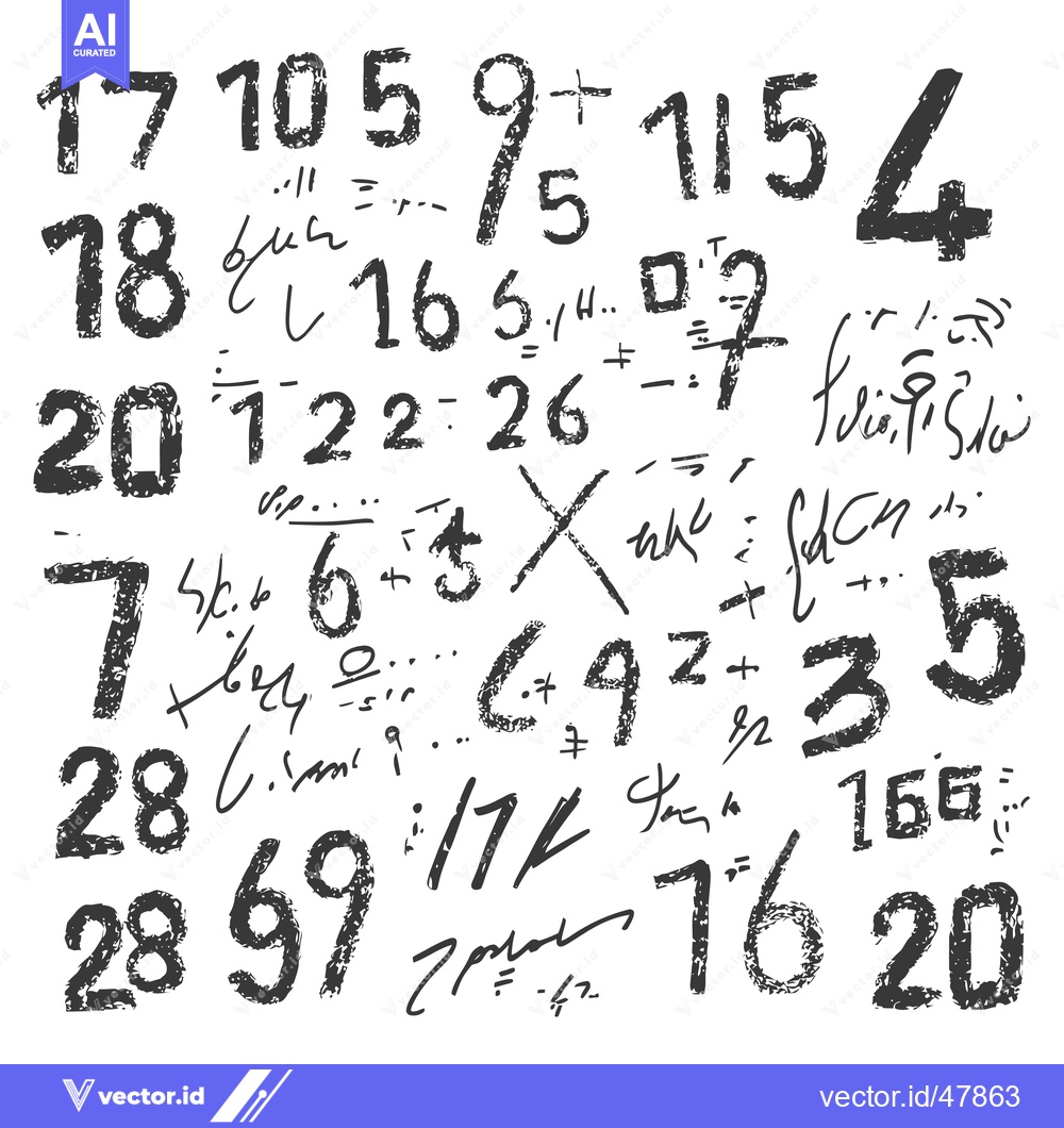 Premium Vector of Handwritten Numbers and Mathematical Equations on White Background