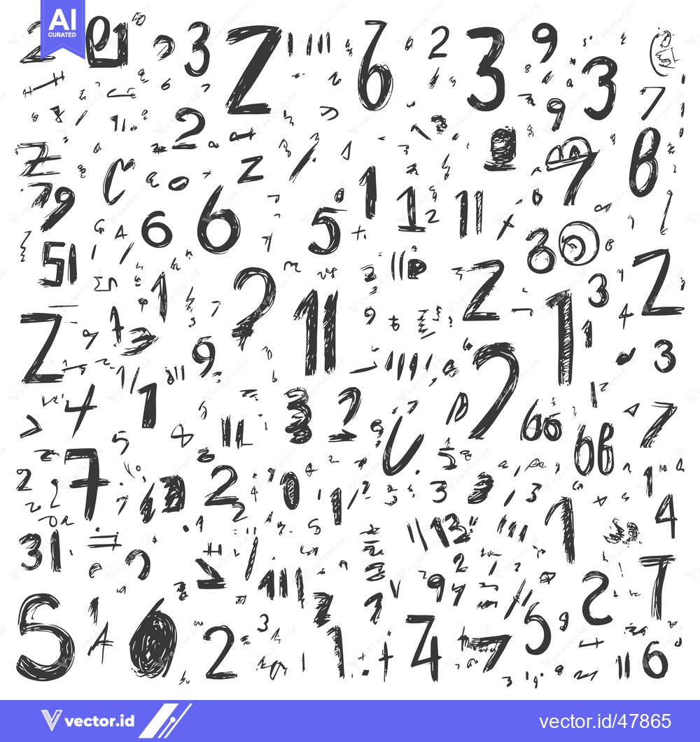Premium Vector dari Handwritten Numerals Scattered on a White Background