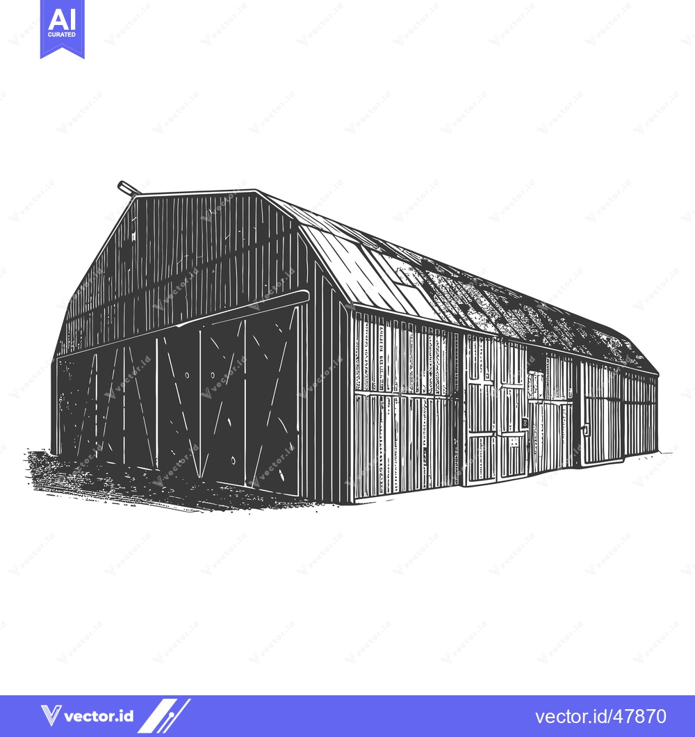 Premium Vector of A Rustic Wooden Barn With Large Doors and Windows