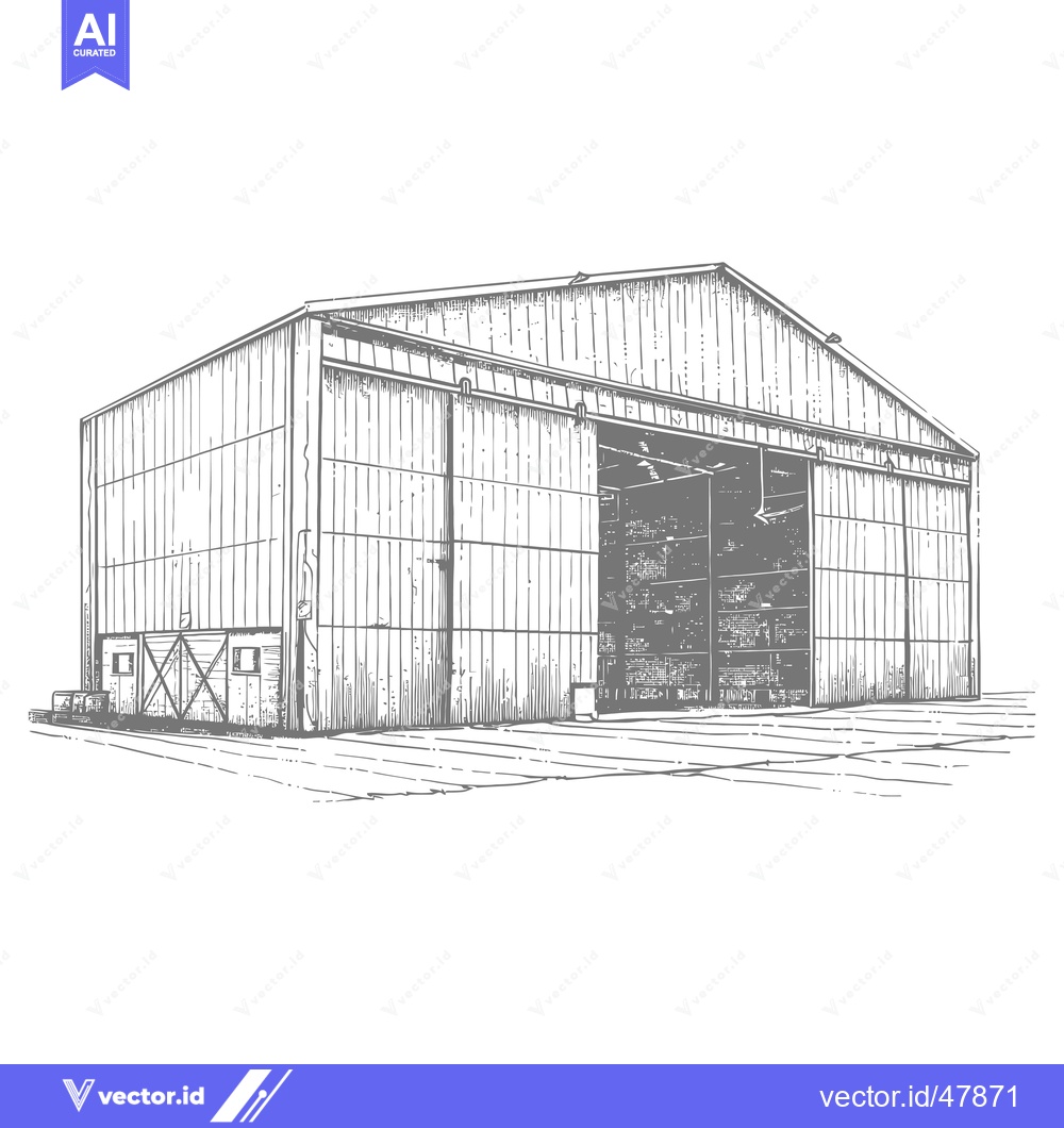 Premium Vector dari Large Hangar Building With Sliding Doors