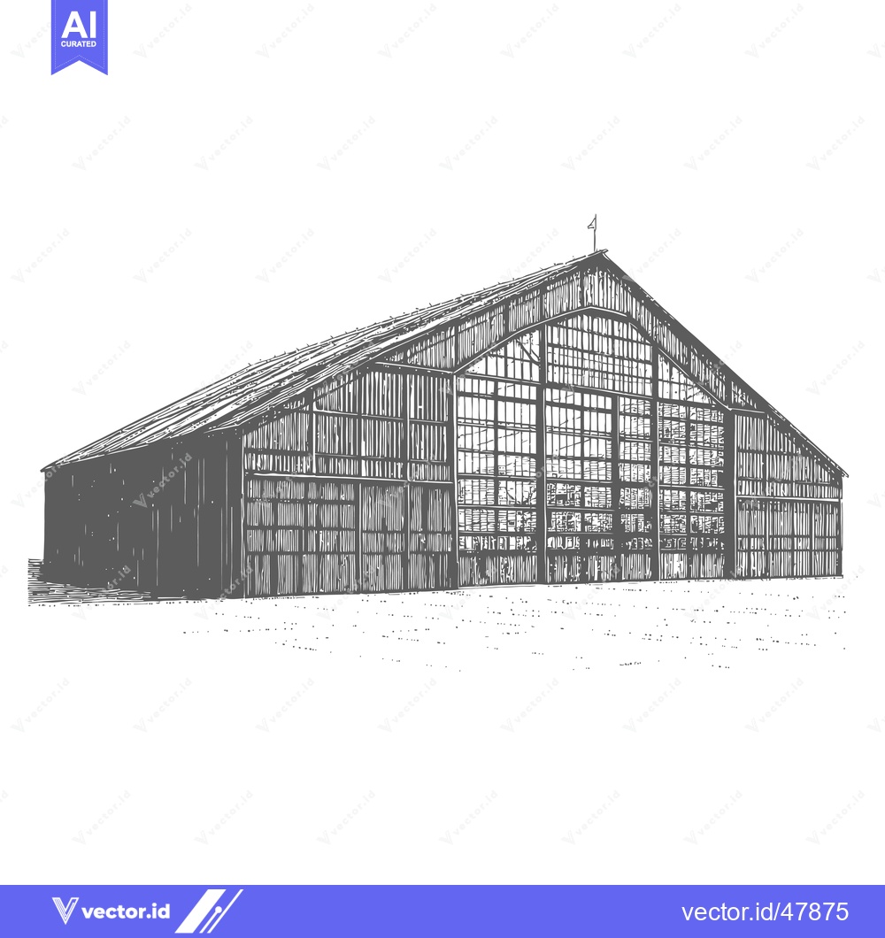 Premium Vector of A Large Wooden And Glass Hangar Building Stands