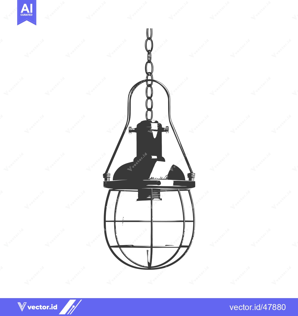 Premium Vector of Hanging Light Fixture with a Cage and Chain