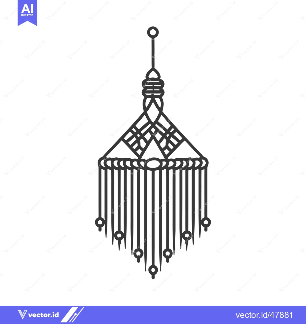 Premium Vector of Hanging Macrame Ornament with Beads and Tassels