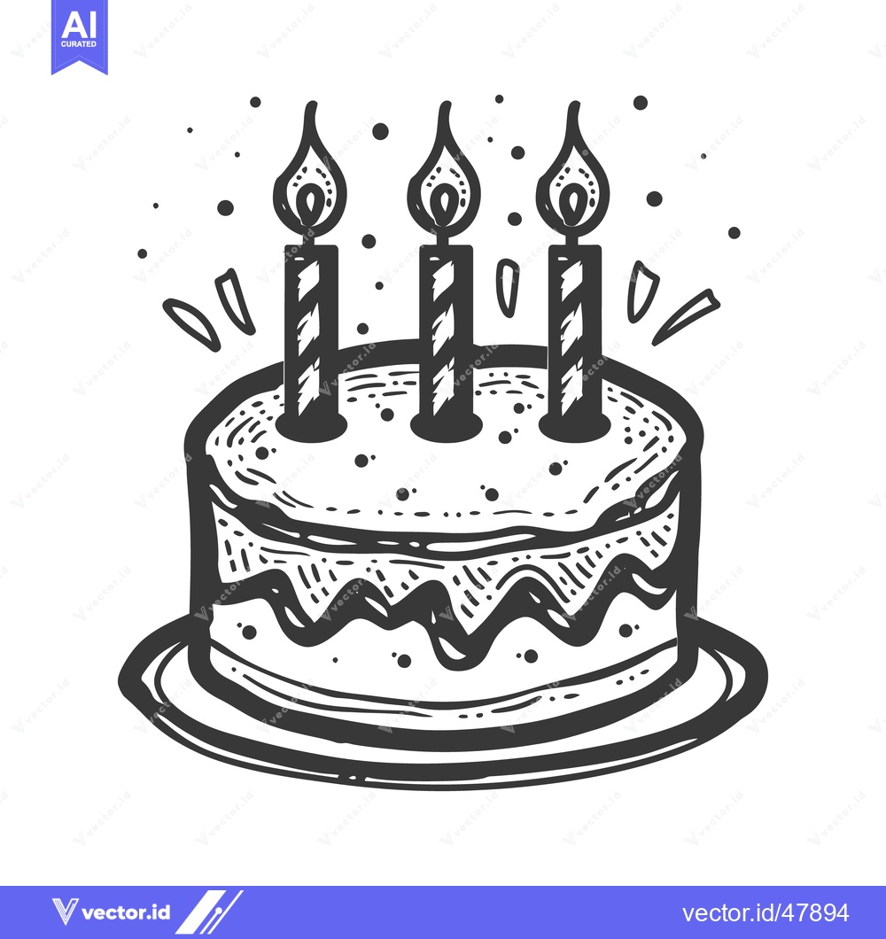 Premium Vector of A tasty birthday cake decorated with lit candles and celebratory confe