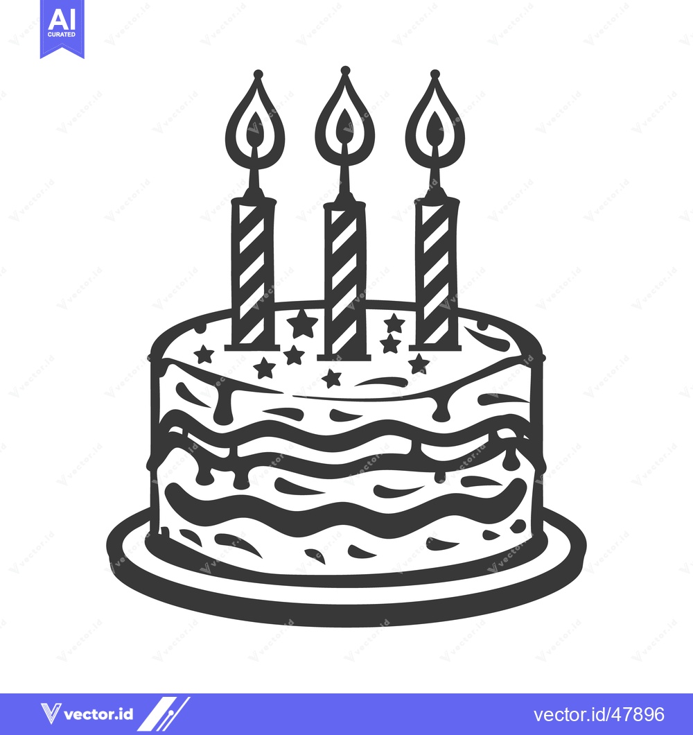 Premium Vector dari A delicious birthday cake adorned with burning candles and stars