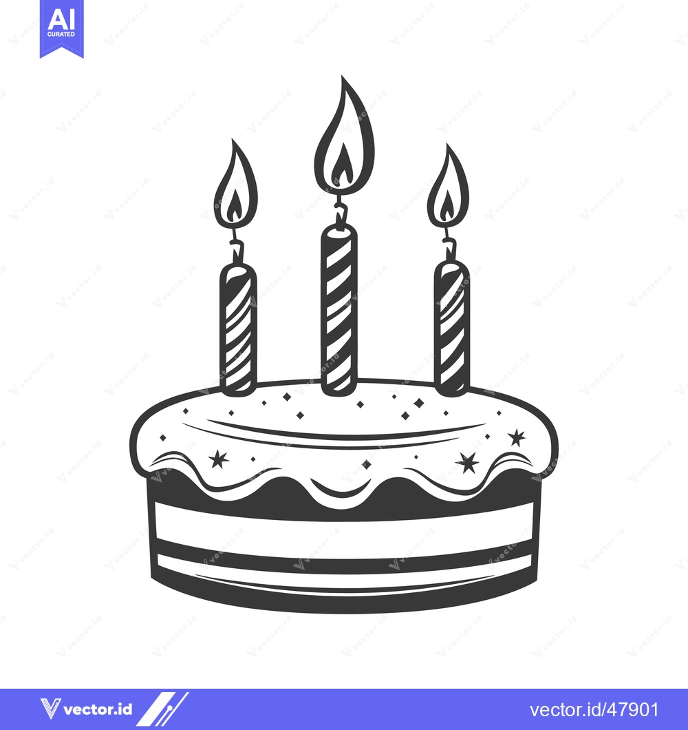 Premium Vector of An illustrated cake topped with lit candles for celebrations