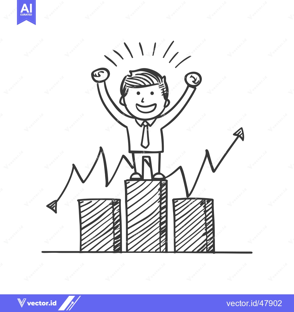 Premium Vector dari Happy Businessman Celebrating Success on a Graph