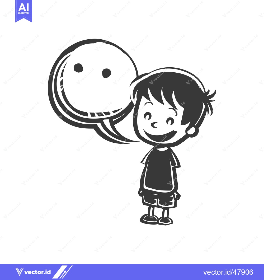 Premium Vector of Happy Cartoon Boy with Speech Bubble