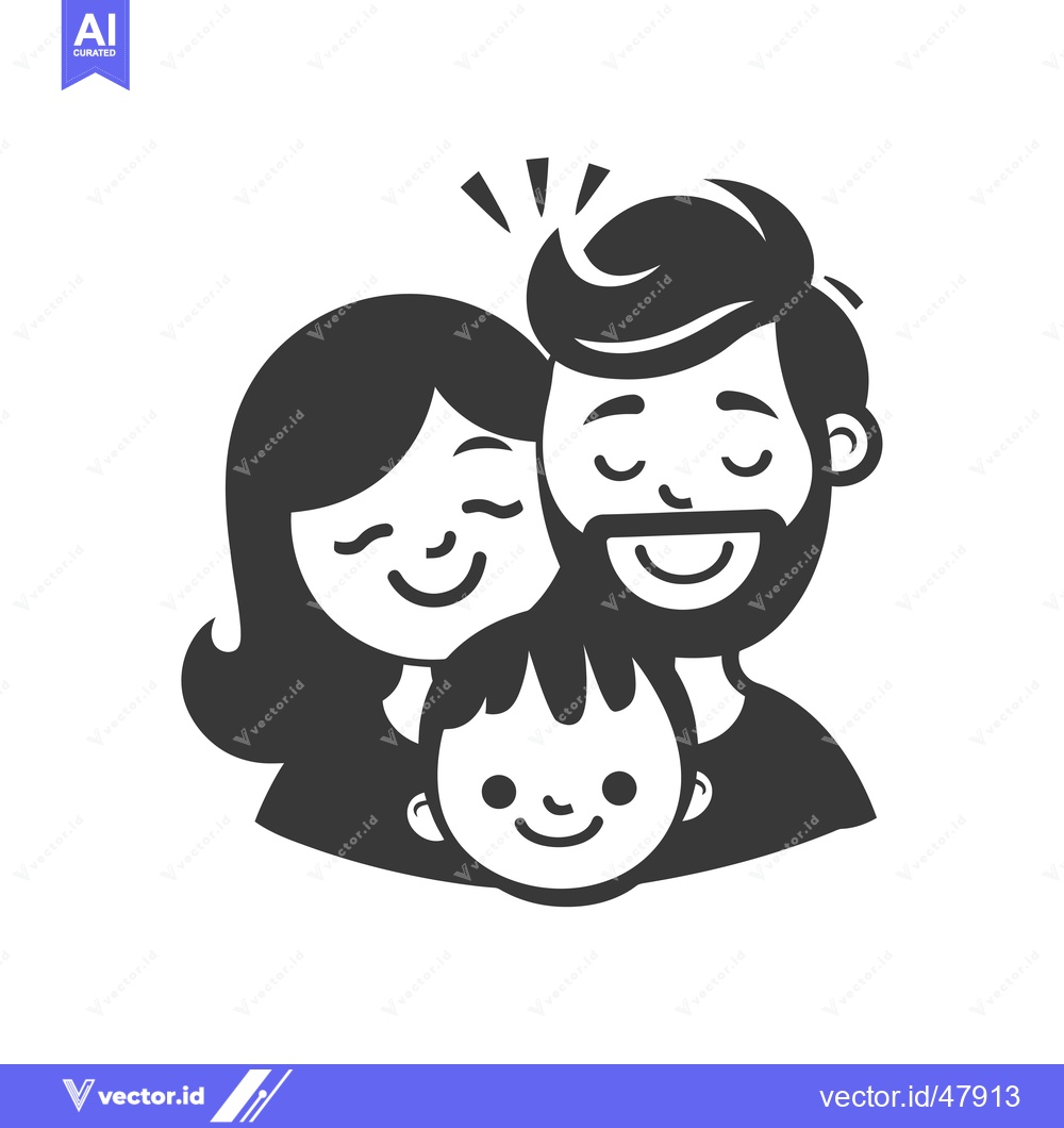 Premium Vector of Happy Family of Three with Smiling Faces
