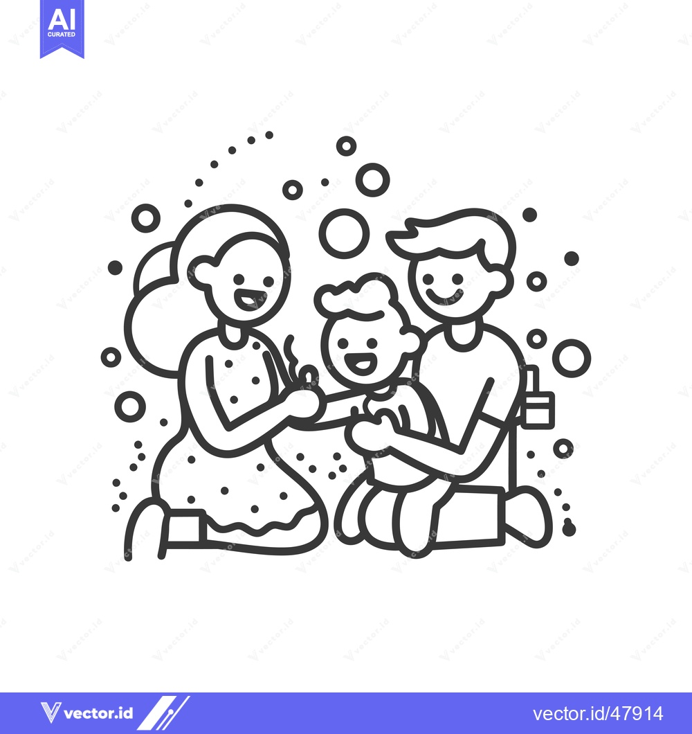 Premium Vector dari Happy Family with Child Surrounded by Bubbles