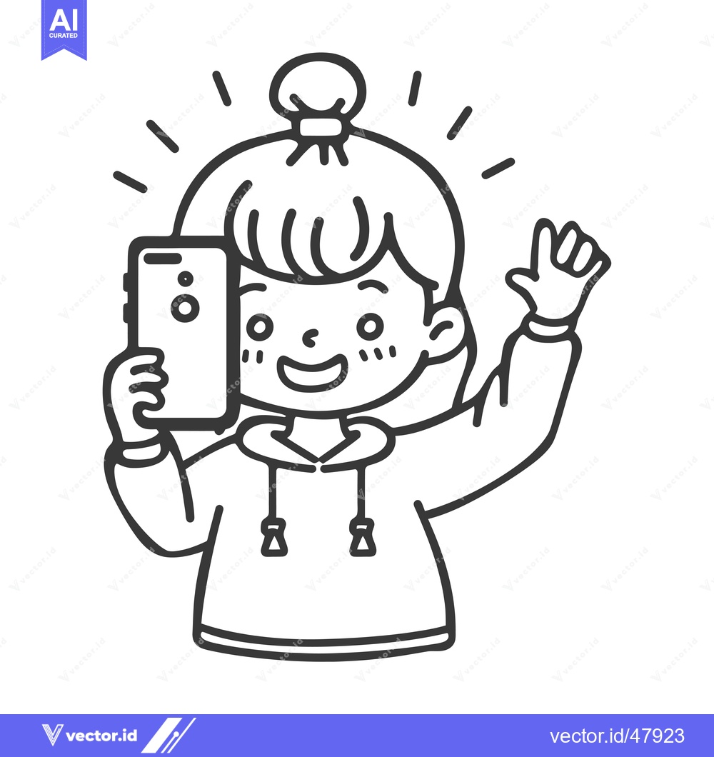 Premium Vector dari Happy girl taking a selfie with a smartphone