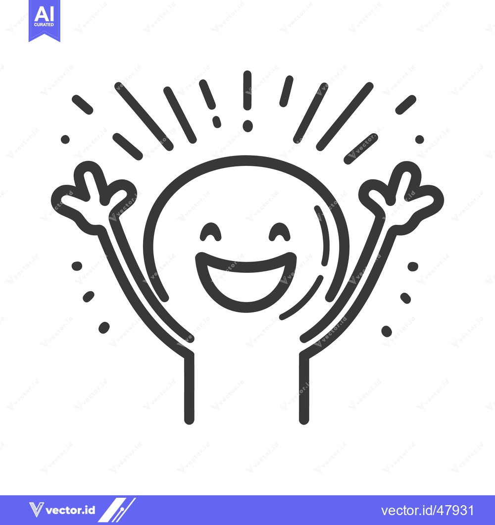Premium Vector dari A simple black and white illustration of a happy character