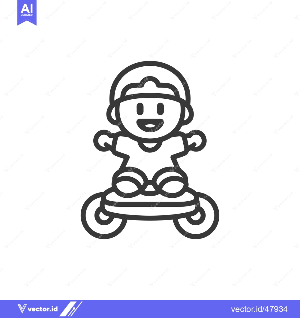 Premium Vector dari Happy Little Kid Riding a Toy Skateboard