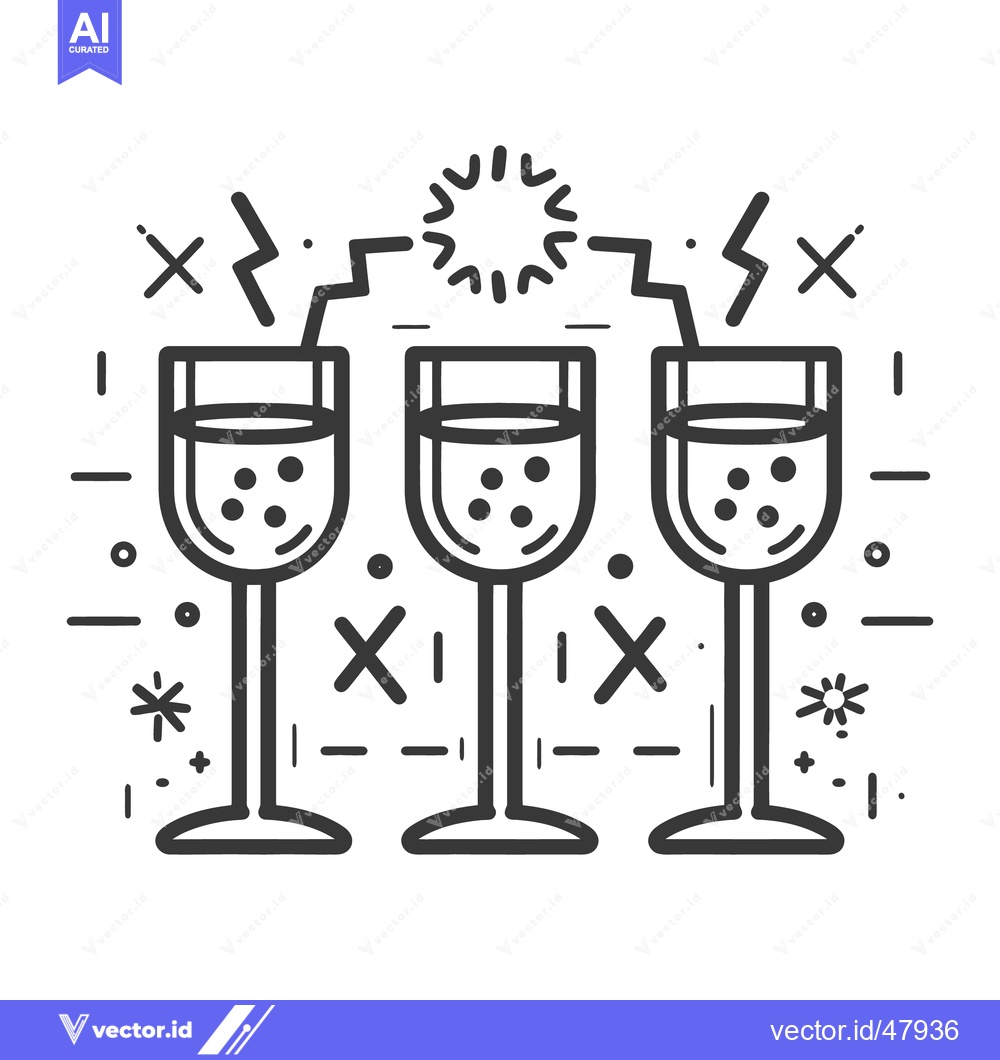 Premium Vector dari Three champagne glasses are set for celebration with celebratory eleme