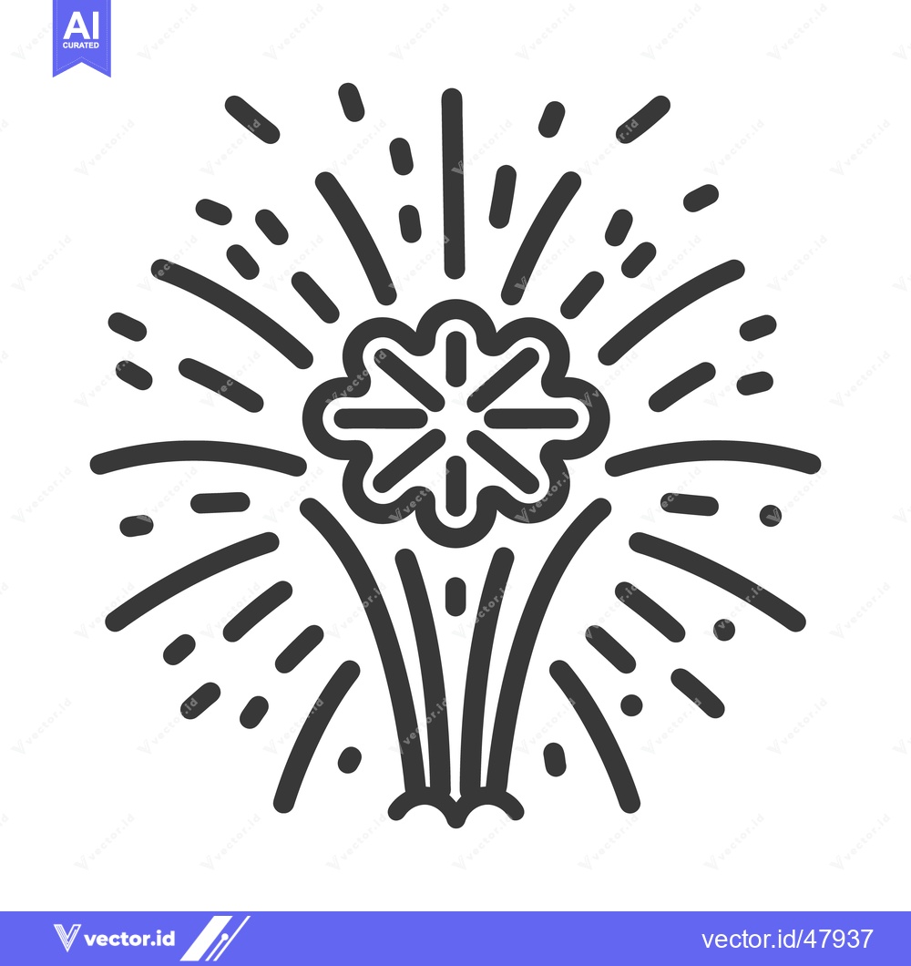 Premium Vector of A stylized illustration of a bursting firework display in the night sk