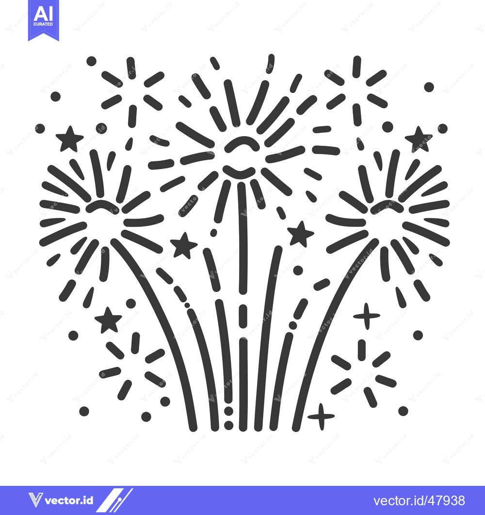 Premium Vector of A stylized black and white illustration of bursting celebratory firewo