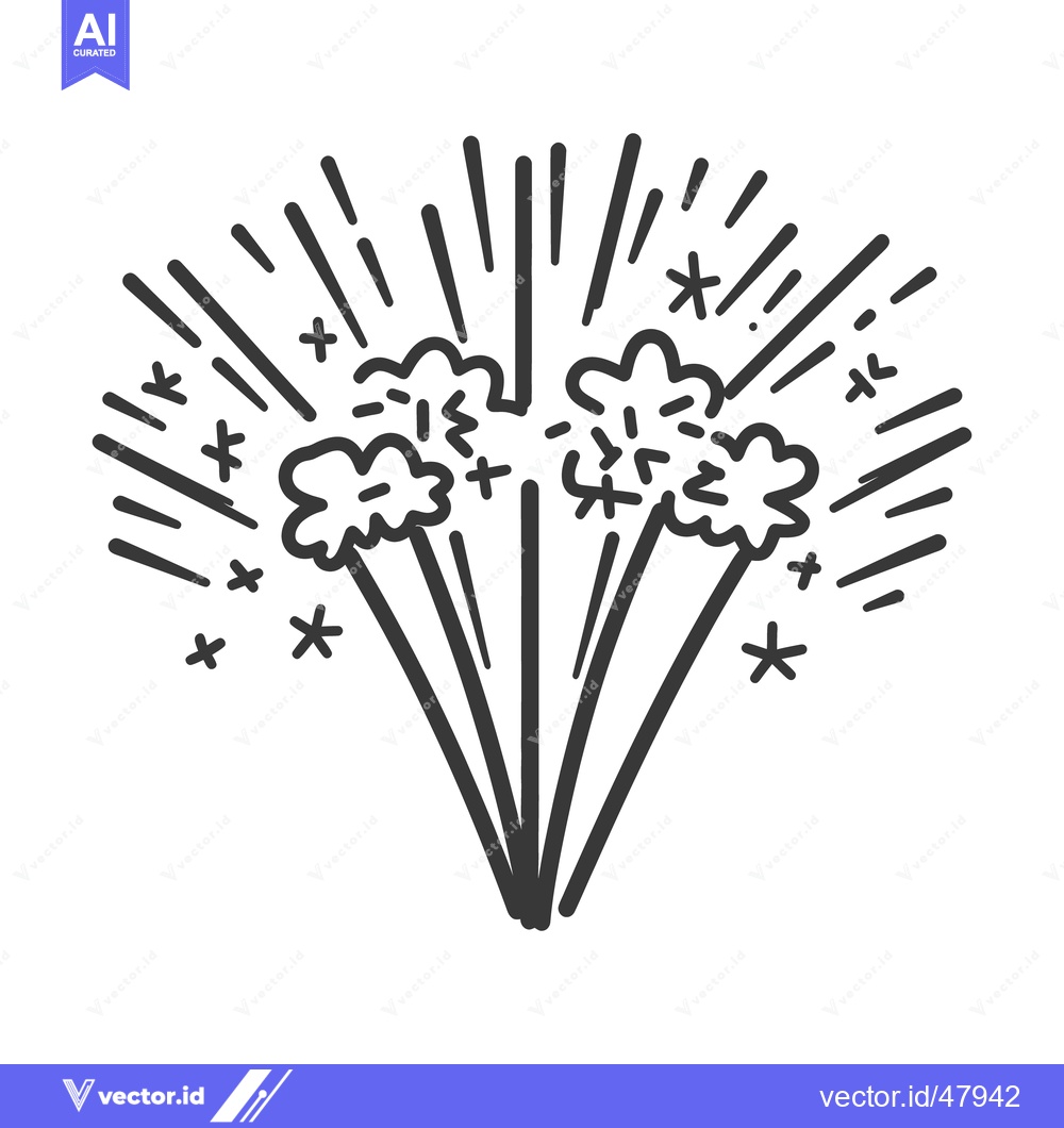 Premium Vector of A black and white illustration of a festive firework display