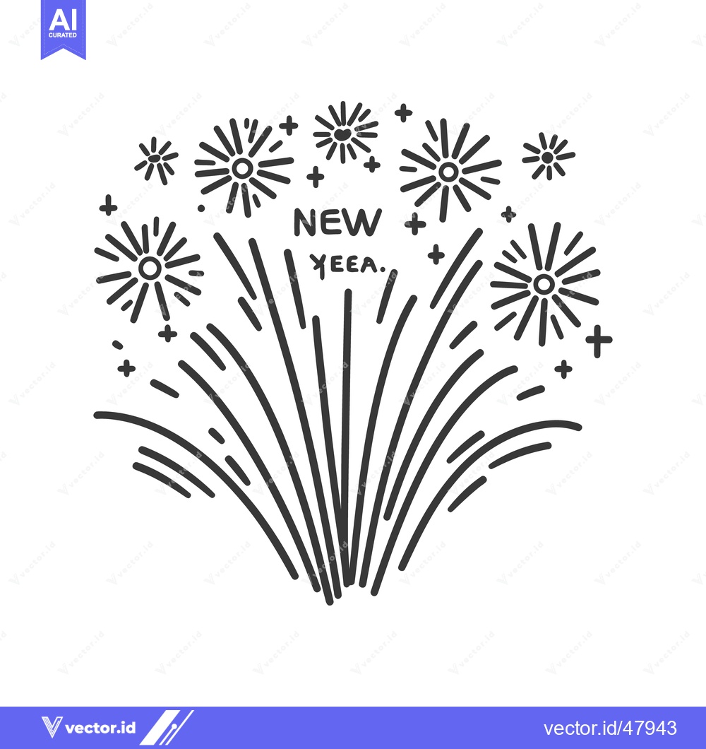 Premium Vector dari A stylized black and white illustration shows celebratory fireworks ex