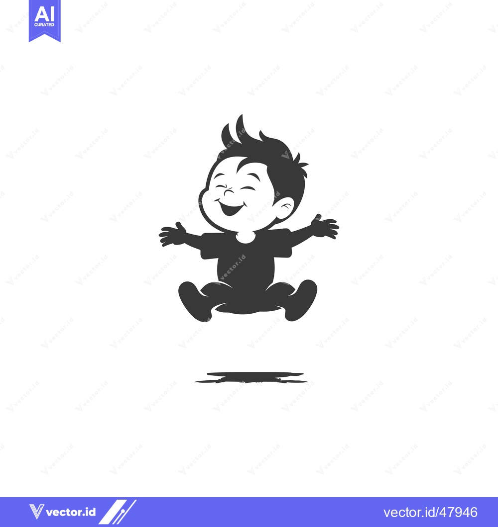Premium Vector of Happy Smiling Boy Jumping with Arms Outstretched