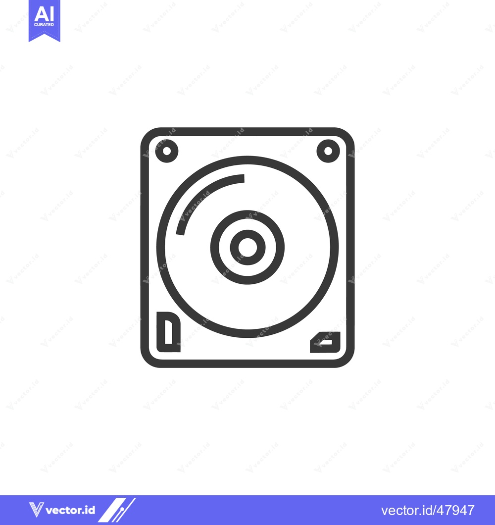 Premium Vector of Hard Disk Drive Icon: Minimalist Line Art for Data Storage Solutions