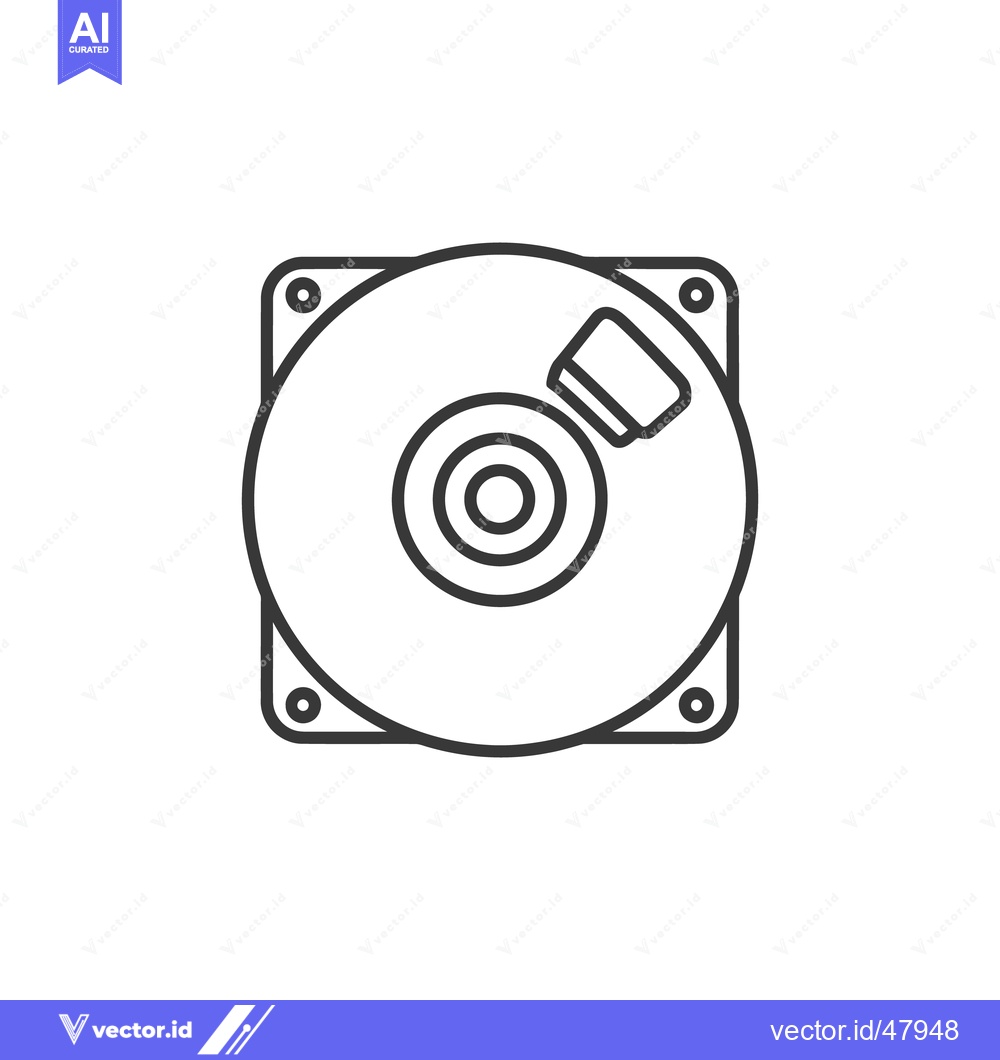 Premium Vector dari Hard Disk Drive Icon: Simple Line Art Illustration for Data Storage