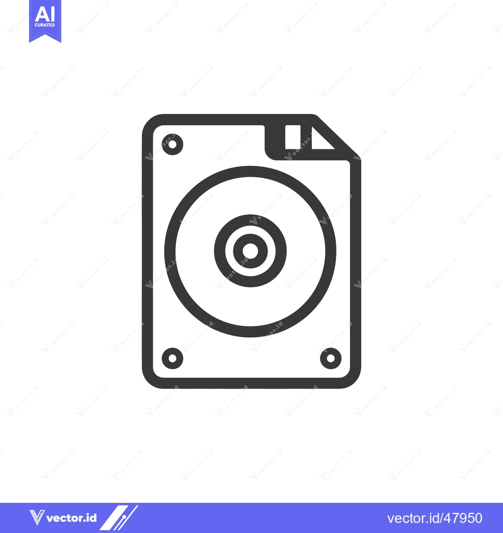 Premium Vector of Minimalist Hard Drive Icon with Folded Page Corner Detail