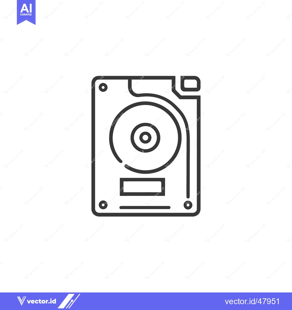 Premium Vector dari Minimalist Hard Drive Icon: Clean Line Art on White Background