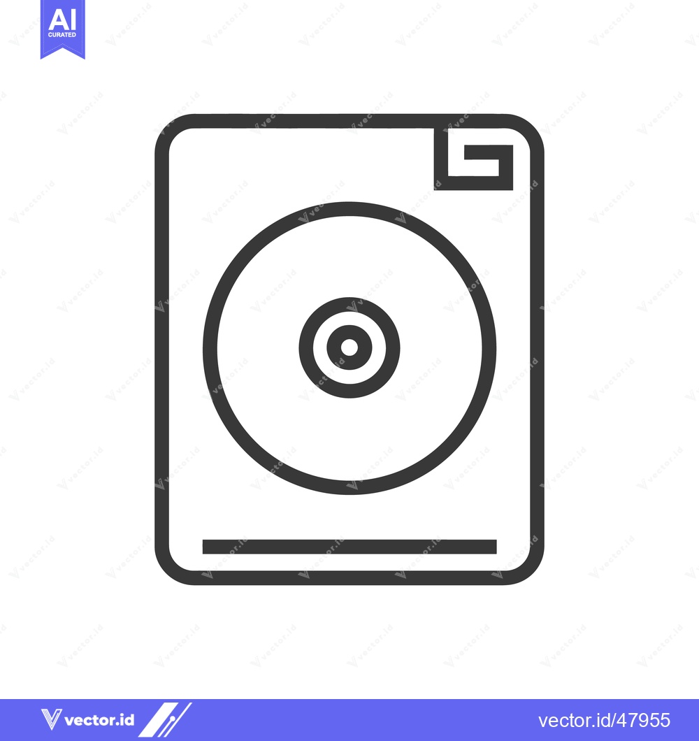 Premium Vector of Minimalist Hard Drive Icon: Clean Line Art for Data Storage