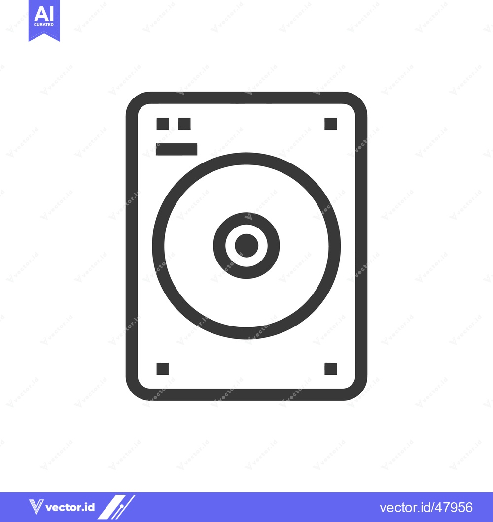 Premium Vector of Hard Disk Drive Icon: Minimalist Design with Rounded Edges and Data St