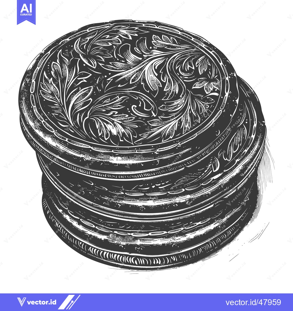 Premium Vector of Ornate Stacked Circular Decorative Boxes With Floral Design