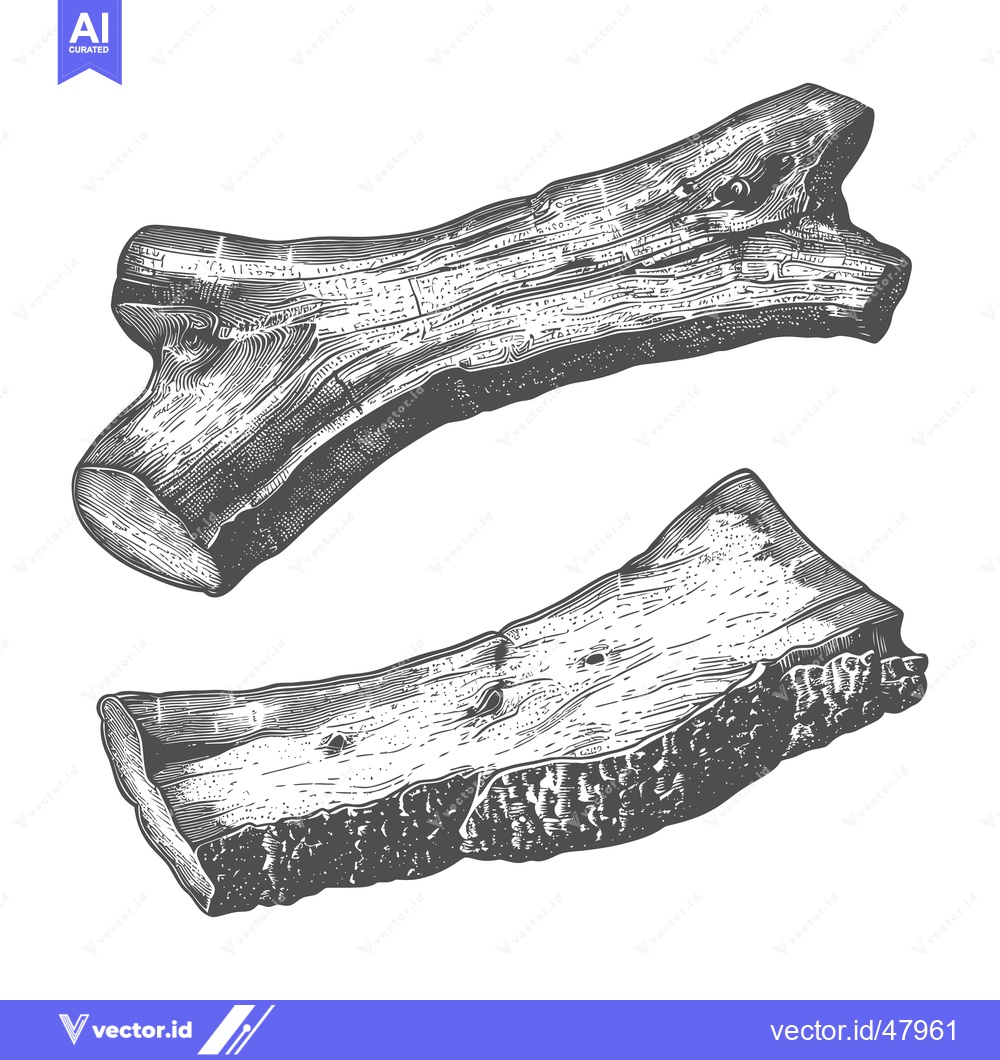 Premium Vector dari Two Pieces Of Wood A Detailed Woodcut Illustration