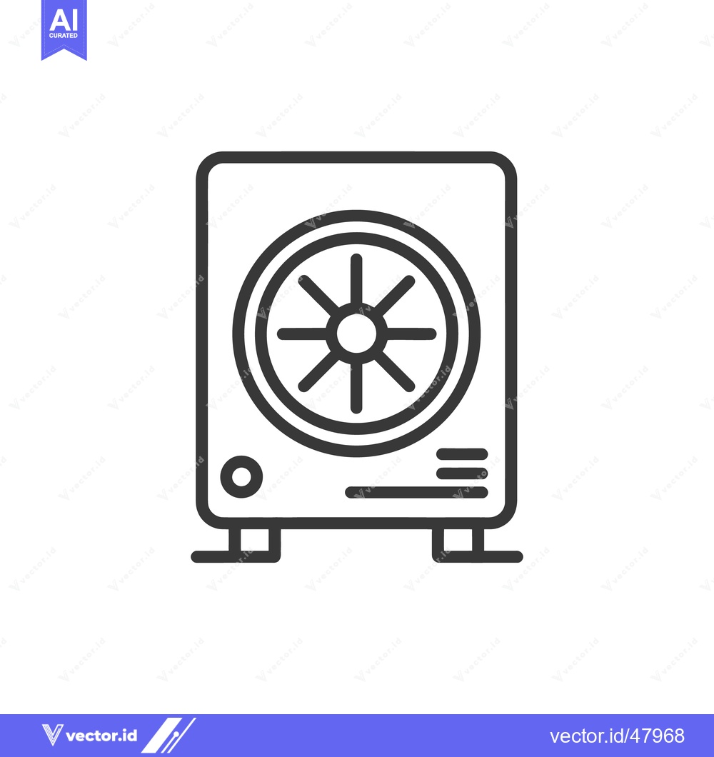 Premium Vector of Minimalist Line Art: Air Conditioner Unit with Circular Fan Design