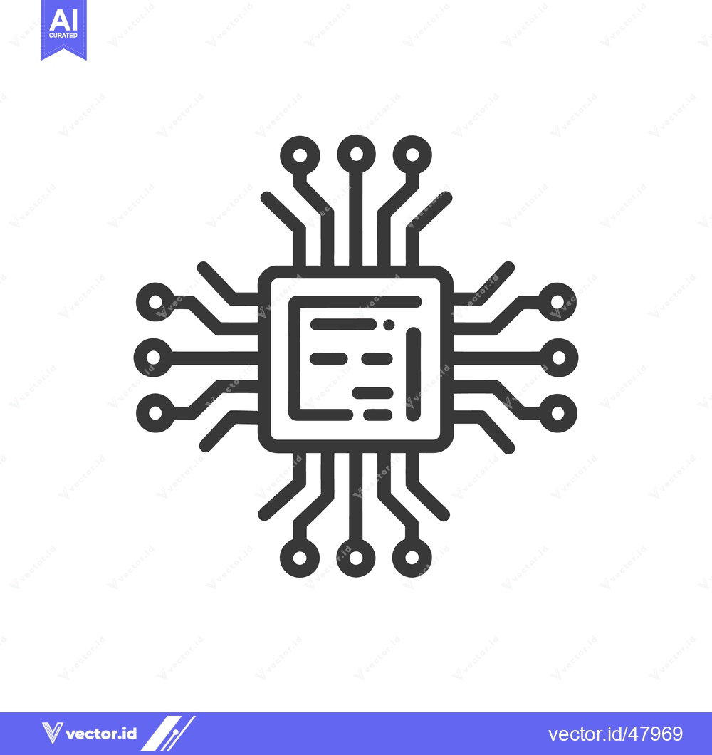 Premium Vector dari Minimalist Microchip Icon: Clean, Modern Technology Symbol on White Ba