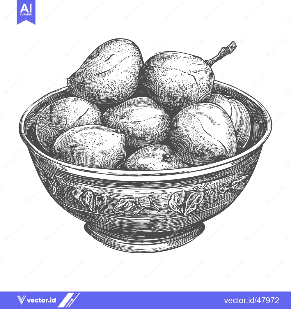 Premium Vector of A hand drawn illustration of mangoes in a bowl