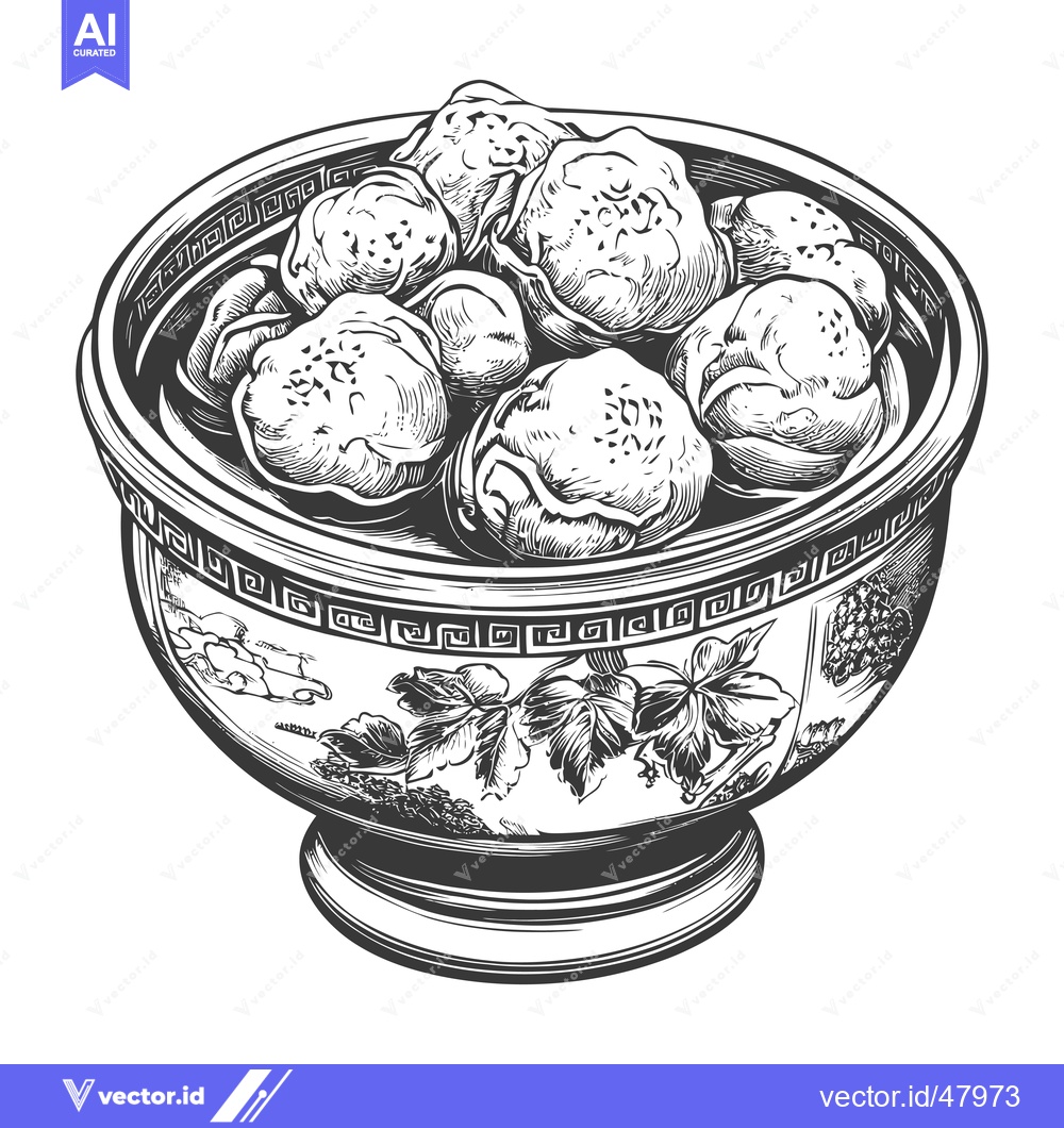 Premium Vector dari Ornate Bowl Filled With Meatballs Ready To Eat