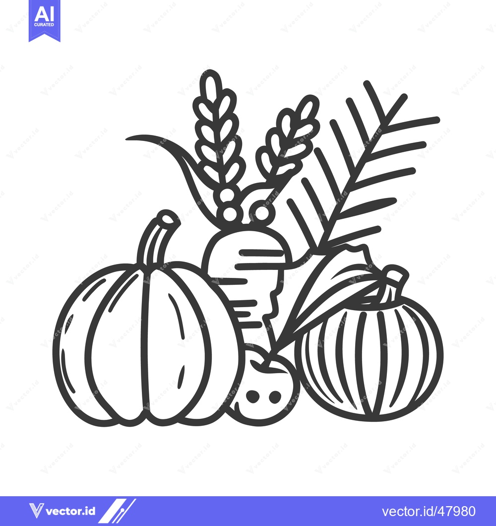 Premium Vector dari An assortment of harvested autumn crops arranged in a still life