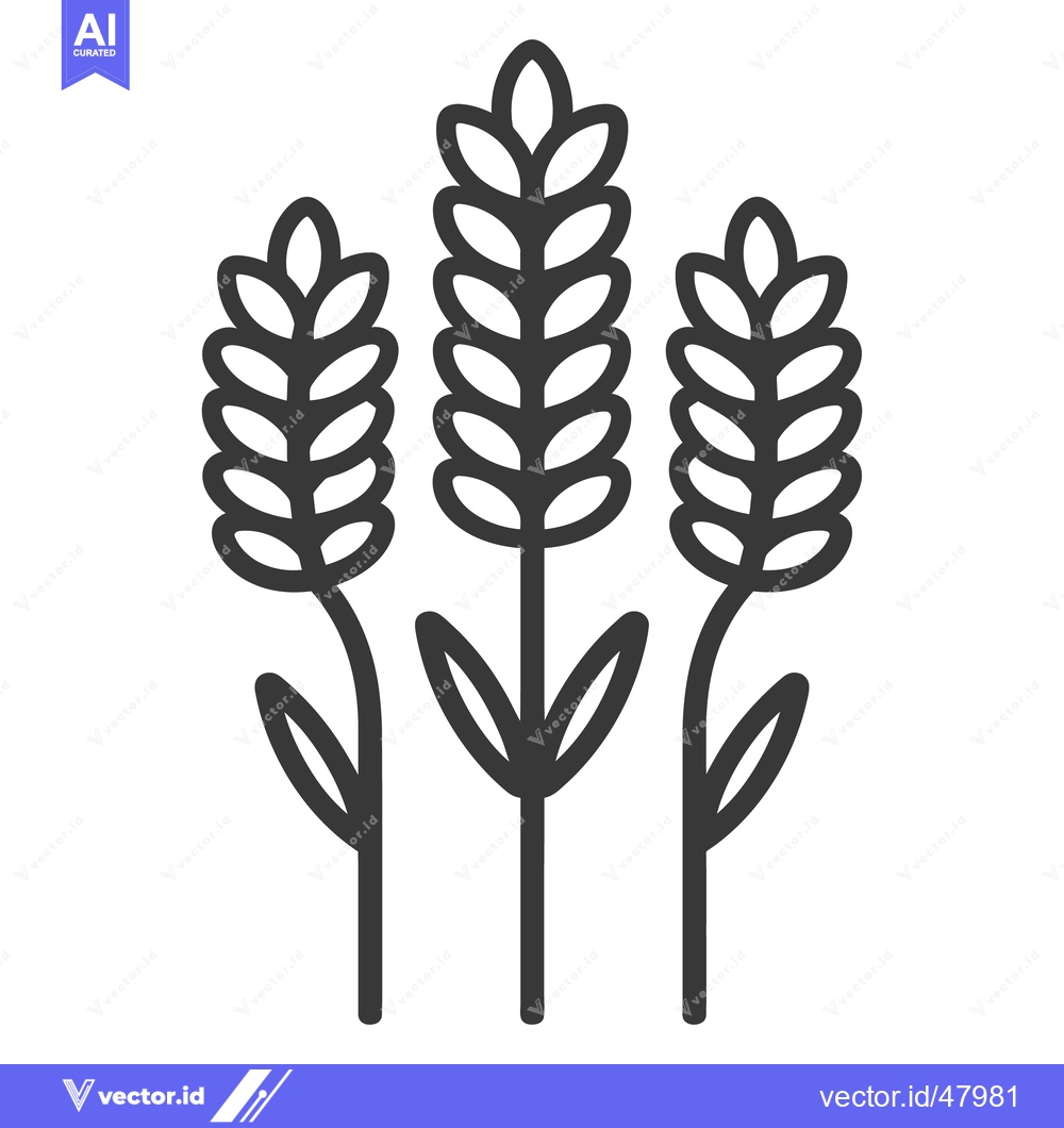 Premium Vector dari Three stylized stalks of grain are depicted in monochrome illustration