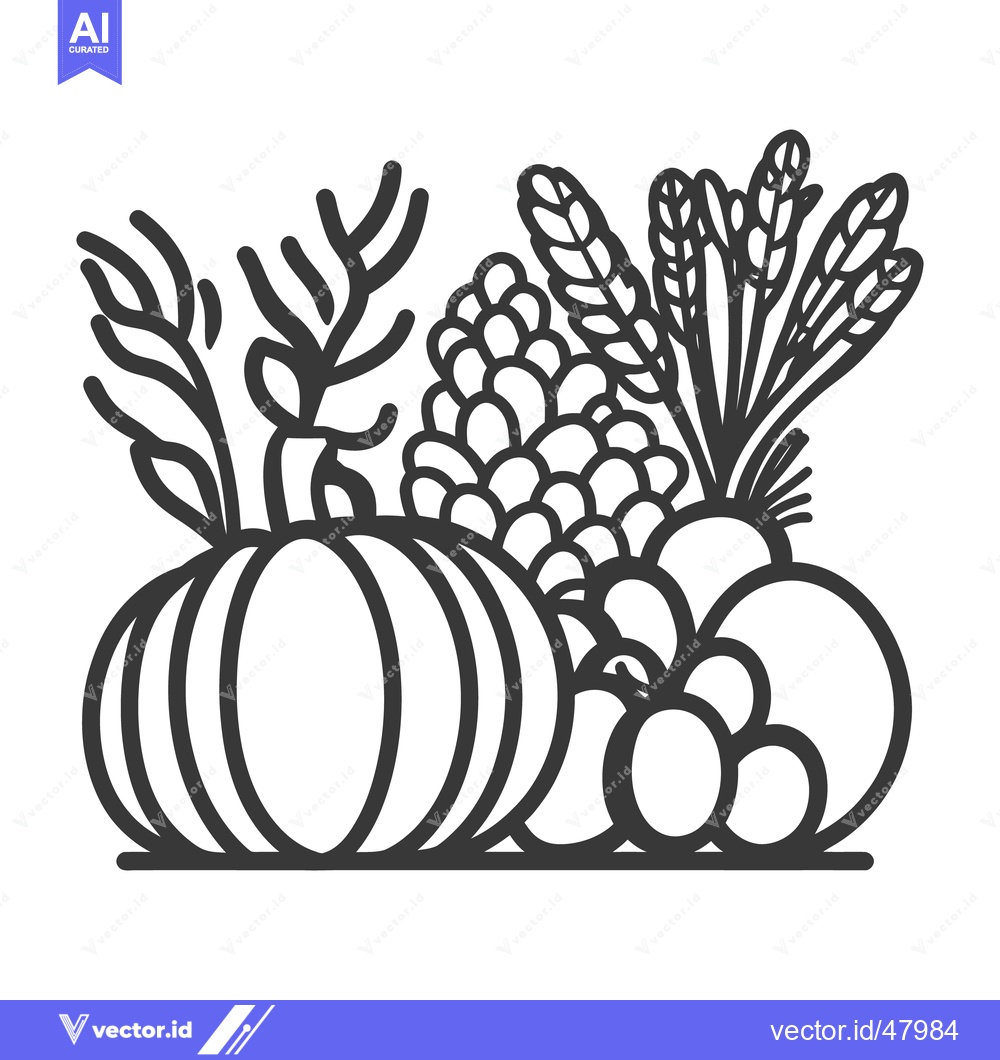 Premium Vector dari A black and white artistic depiction of harvested garden produce