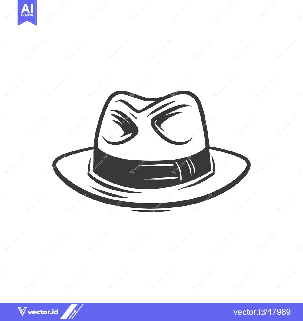 Premium Vector of An illustration of a fedora hat with dark shading and a brim