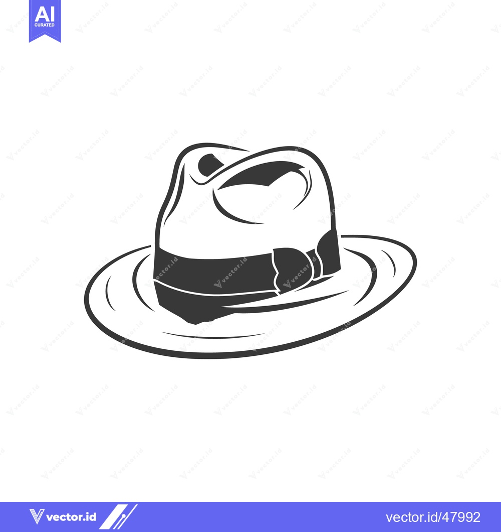 Premium Vector dari A stylized drawing of a classic fedora style hat
